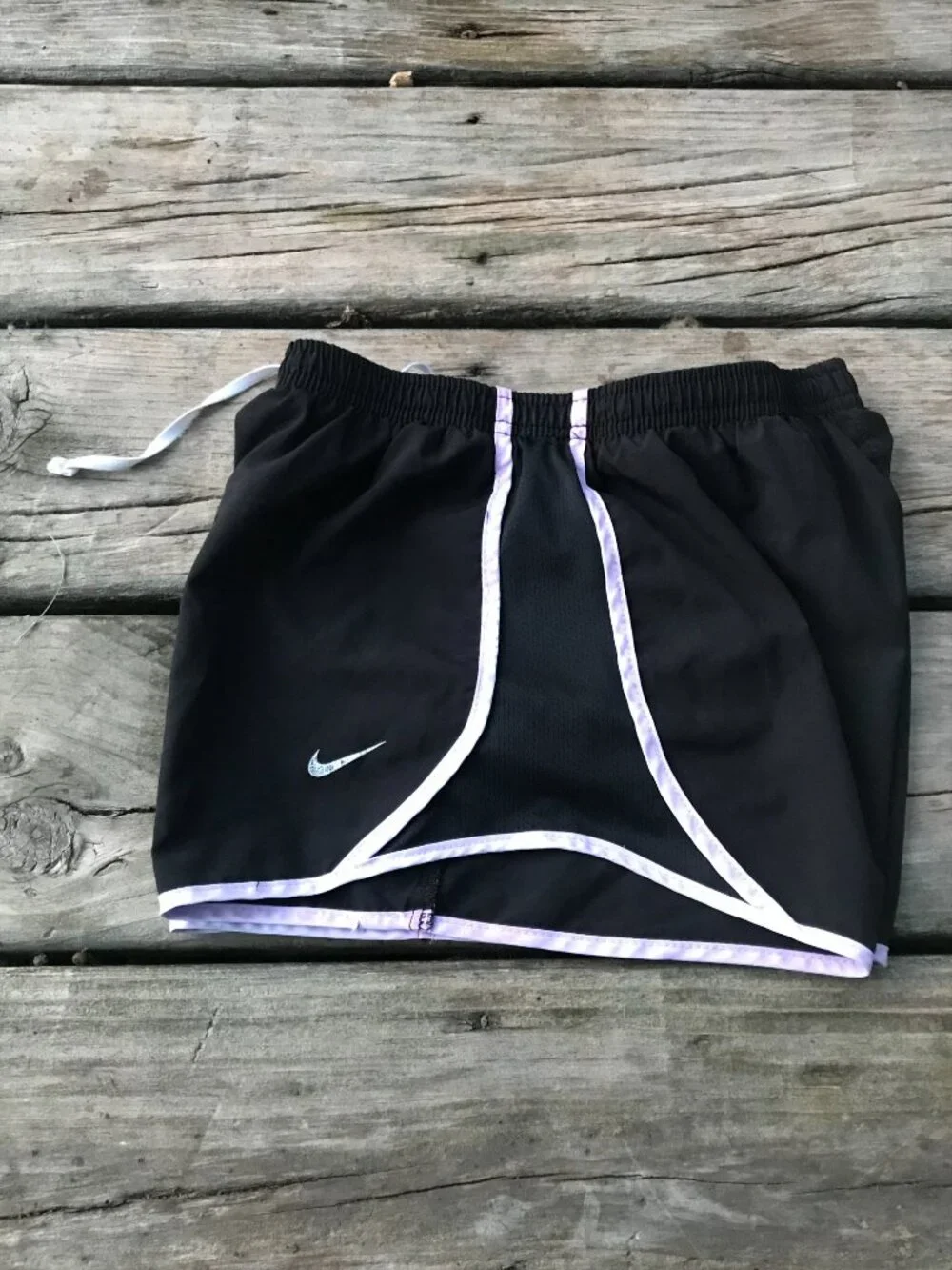 Nike Shorts Black Athletic Girls M 7/8 Lined Pale Pink Accent
